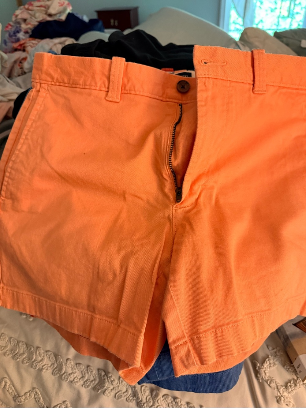 J. Crew Men’s Bright Orange Flat-Front Cotton Shorts